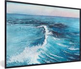 Fotolijst incl. Poster - Golf - Zee - Waterverf - 60x40 cm - Posterlijst