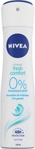 NIVEA Fresh Comfort Aluminium free - 6 x 150 ml - Deodorant Spray