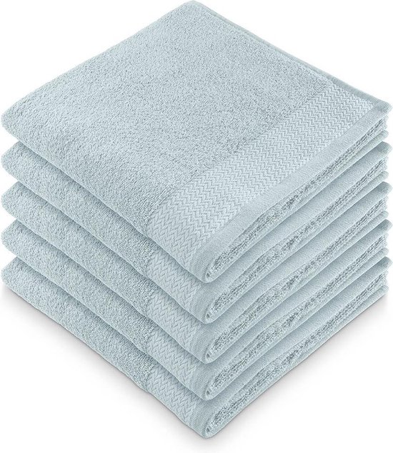CLYR Badlaken Tidy Towels - Set van 5 stuks -70x140 - 100% BCI Katoen - Ocean Blue