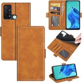 Voor OPPO Reno5 A Dual-side magnetische gesp horizontale flip lederen tas met houder en kaartsleuven en portemonnee (geel)