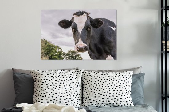 Peintures Vache - Animal - Portrait - Zwart - 90x60 cm - Décoration murale