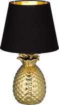 LED Tafellamp - Tafelverlichting - Torna Pinaply - E14 Fitting - Rond - Mat Goud - Keramiek