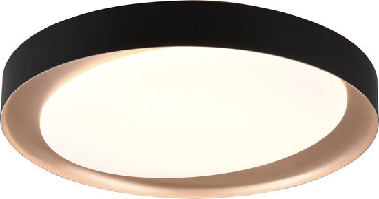 LED Plafondlamp - Plafondverlichting - Torna Zati - 24W - Aanpasbare Kleur - Afstandsbediening - Dimbaar - Rond - Mat Zwart - Kunststof