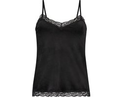 Hunkemöller Dames Nachtmode Cami top Velours Lace - Zwart - maat XL