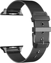 By Qubix Milanese met gesp bandje - Zwart - Geschikt voor Apple Watch 38mm - 40mm - 41mm - Compatible Apple watch bandje - smartwatch bandje metalen