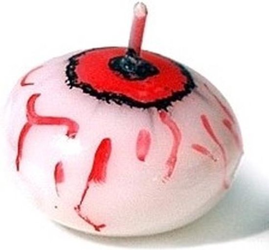 Set van 12x stuks halloween drijvende oogbollen/oogballen kaarsje van 4 cm - Decoratie/versiering