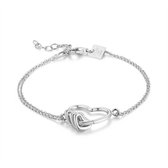 Twice As Nice Armband in zilver, open hart, 3 kleine hartjes  16 cm+3 cm