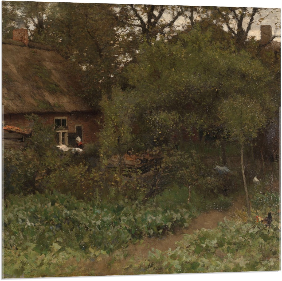 KuijsFotoprint Acrylglas - Oude Meesters - De moestuin, Anton Mauve, ca. 1885 - ca. 1888 - 80x80cm Foto op Acrylglas (Met Ophangsysteem) Groen