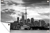 Tuindecoratie Skyline van Toronto in Canada - zwart wit - 60x40 cm - Tuinposter - Tuindoek - Buitenposter