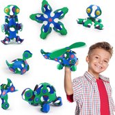 Clixo Crew 30 stuks set (blauw/groen)- flexibel magnetisch speelgoed– combinatie van origami en bouwspeelgoed-montessori speelgoed- educatief speelgoed- speelgoed 4,5,6,7,8 jaar jongens en meisjes