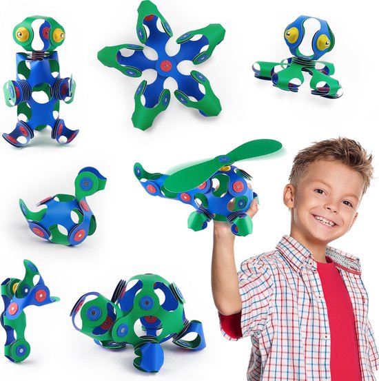 Clixo Crew 30 stuks set (blauw/groen)- flexibel magnetisch speelgoed–  combinatie van... | bol.com