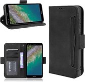 Voor Nokia C01 Plus Huid Voelen Kalf Patroon Horizontale Flip Lederen Case met Houder & Kaartsleuven & Fotolijst (Zwart)