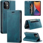 AutSpace A01 Retro Skin-feel Crazy Horse-textuur Horizontale flip-lederen hoes met houder en kaartsleuven en portemonnee en RFID voor iPhone 13 mini (blauw)