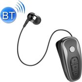 Q7 Lavalier Bluetooth-oortelefoon Sport Draadloze stereo Telescopische kabel Voice Reporting-oortelefoon (donkergrijs)