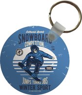 Sleutelhanger - Snowboard - Wintersport - Retro - Plastic - Rond - Uitdeelcadeautjes - Vaderdag cadeau - Geschenk - Cadeautje voor hem - Tip - Mannen