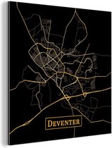 Décoration murale métal - Peinture aluminium industrielle - Carte - Deventer - Luxe - Or - Zwart - 90x90 cm - Dibond - Photo sur aluminium - Décoration murale industrielle - Pour le salon/chambre