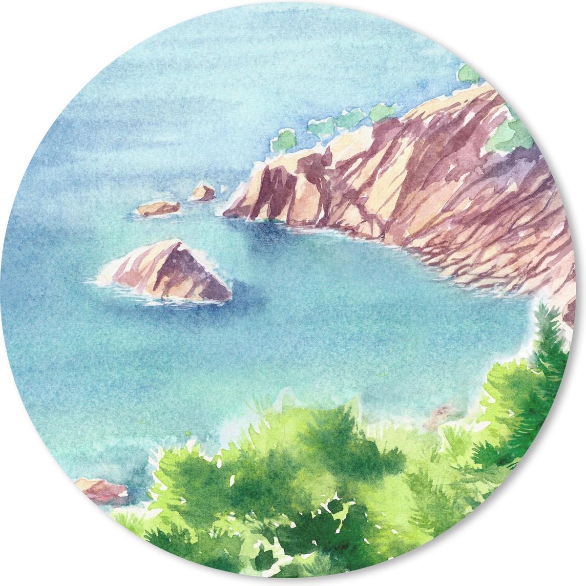 Muismat rond 30x30 cm - Mousepad Zee - Berg - Bos - Ronde muismatten