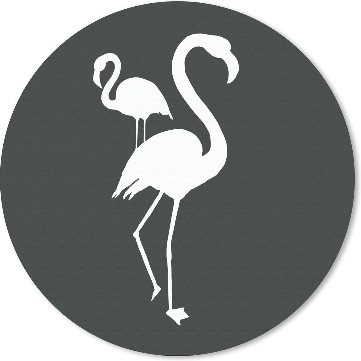 Muismat rond 20x20 cm - Mousepad Flamingo - Vogel - Silhouette - Ronde muismatten