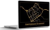 Laptop sticker - 10.1 inch - Kaart - Amsterdam-Zuidoost - Zwart - Goud - 25x18cm - Laptopstickers - Laptop skin - Cover