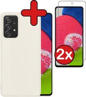 Hoesje Geschikt voor Samsung A52s Hoesje Siliconen Case Hoes Met 2x Screenprotector - Hoes Geschikt voor Samsung Galaxy A52s 5G Hoes Cover Case - Wit.