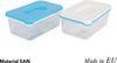 Rectangular Lunchbox with Lid White & Blue High