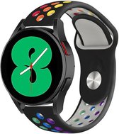 Strap-it Watch 4 & Watch 5 bandje - Samsung Galaxy Watch 4 - 44mm sport band - zwart/kleurrijk - Geschikt voor Samsung Galaxy Watch 5 Pro – 44mm – 40mm & Galaxy Watch 4 40mm, 44mm