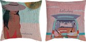 Kussen DKD Home Decor Zomer Multicolour Polyester (2 pcs) (45 x 10 x 45 cm)