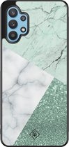 Samsung A32 5G hoesje - Minty marmer collage | Samsung Galaxy A32 5G case | Hardcase backcover zwart