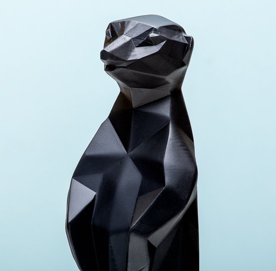 Present Time Decoratief Beeld Origami Stokstaartje zwart - H 32 cm