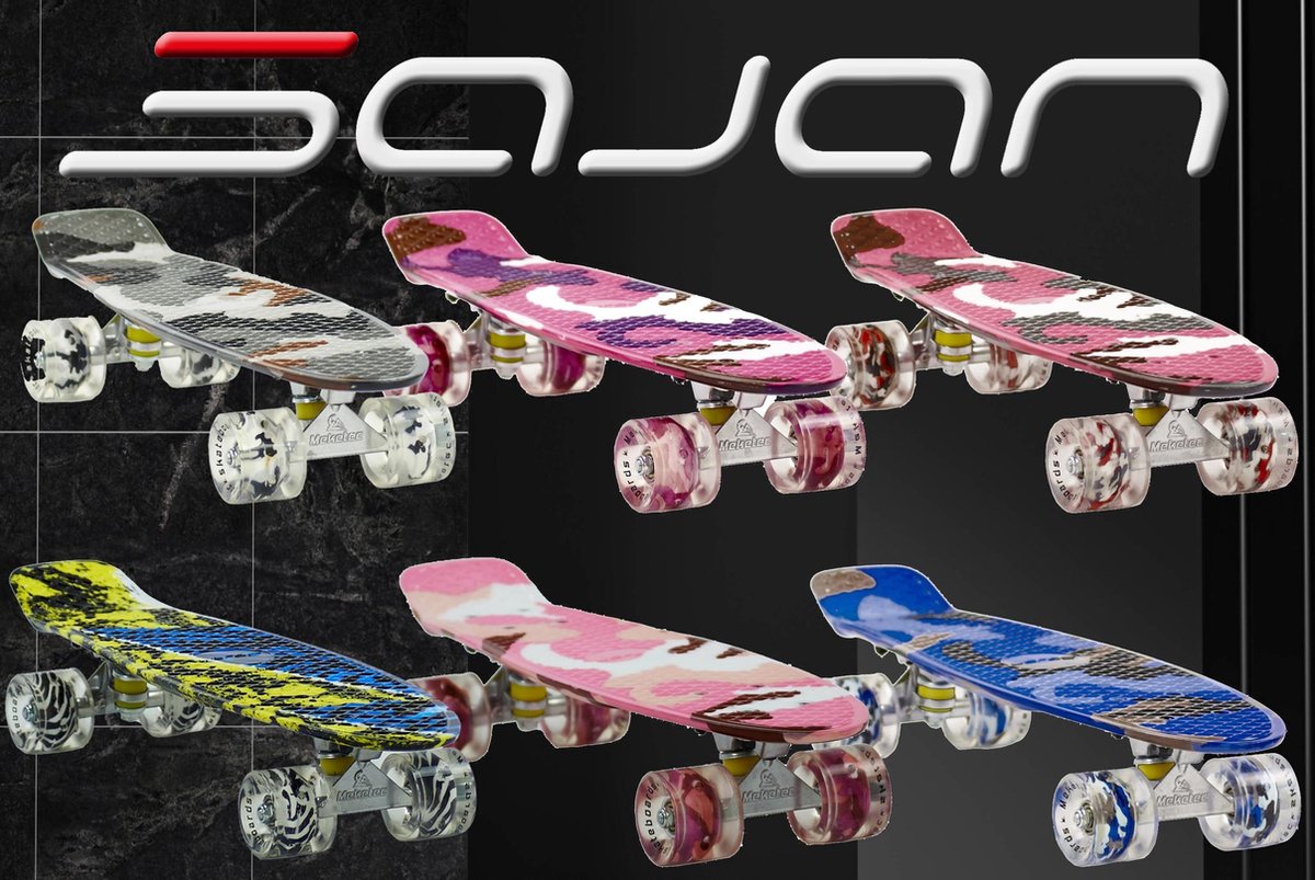 Sajan - Skateboard - LED - Penny board - Camouflage Paars - 22.5 inch - 56cm - Skateboard met Verlichting — afbeelding 4