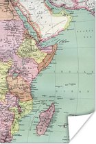 Poster Wereldkaart - Vintage - Afrika - 60x90 cm