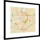 Fotolijst incl. Poster - Plattegrond - Meppel - Vintage - 40x40 cm - Posterlijst - Stadskaart