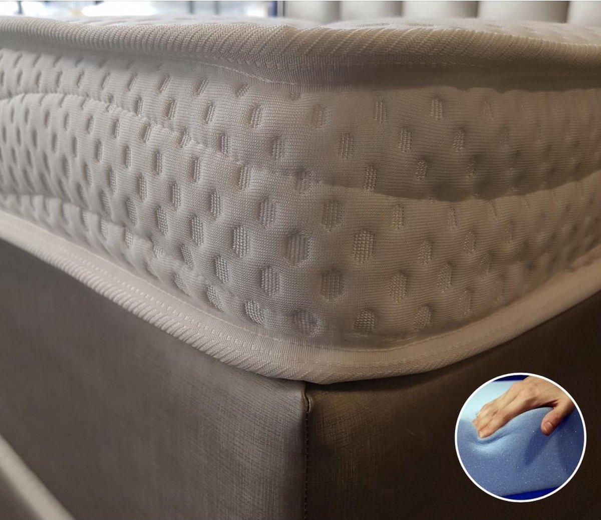 Topdekmatras - Topper 130x200 - 12 cm dik - Tencel hoes - HR55 Koudschuim