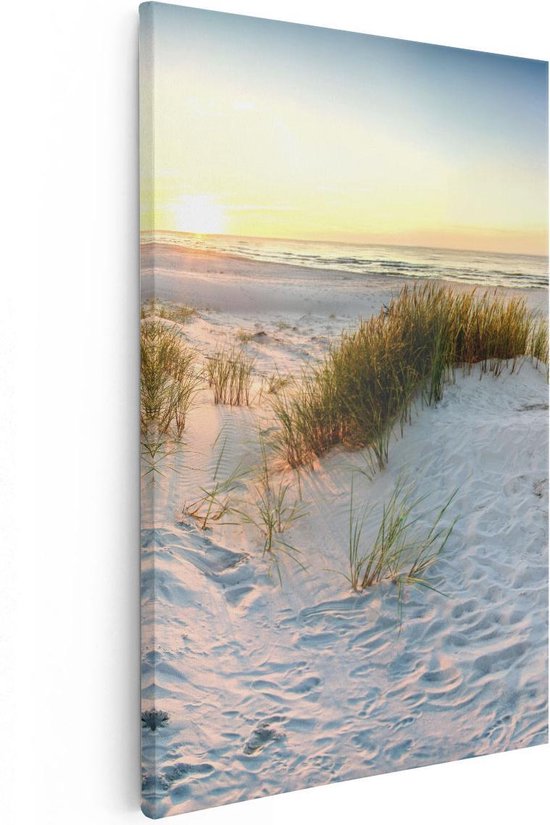 Artaza Canvas Schilderij Strand En Duinen Tijdens Zonsondergang - 80x120 - Groot - Foto Op Canvas - Canvas Print