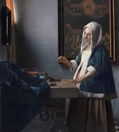 Diamond Painting Vrouw met weegschaal van Vermeer 45x50cm. (Volledige bedekking - Ronde steentjes) diamondpainting inclusief tools