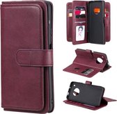 Voor Huawei Y9a Multifunctionele Magnetische Koperen Gesp Horizontale Flip Effen Kleur Lederen Case met 10 Kaartsleuven & Portemonnee & Houder & Fotolijst (Wijnrood)