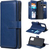 Voor Xiaomi Redmi Note 10 Pro multifunctionele magnetische koperen gesp horizontale flip effen kleur lederen tas met 10 kaartsleuven & portemonnee & houder & fotolijst (donkerblauw)