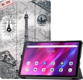 Voor Lenovo Qitian K10 TB-X6C6F/TB-X6C6X/TB-X6C6NBF Custer Geschilderd TPU Smart Tablet Lederen Case met Slaap/Wake-up Functie & 3-voudige Houder (Retro Toren)