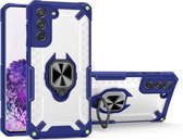 Matte TPU + PC magnetische schokbestendige hoes met ringhouder voor Samsung Galaxy S21 5G (saffierblauw)