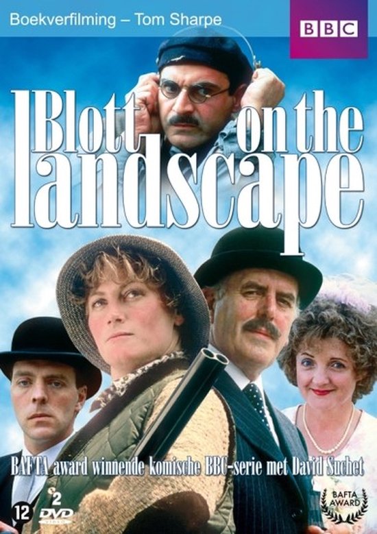 Dvd-hoes van Blott on the Landscape met David Suchet, bekroonde BBC-serie in een komische sfeer.