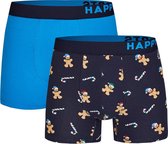 Happy Shorts 2-Pack Kerst Boxershorts Heren Gingerbread Man - Maat  L