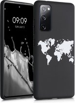 kwmobile telefoonhoesje compatibel met Samsung Galaxy S20 FE - Hoesje voor smartphone in wit / zwart - Wereldkaart design