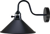 Retro Lights - wandlamp vintage - lampenkappen - Metalen kap - voor binnen - industrieel - 1xE27 - Zwarte lampenkap