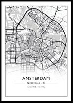 Amsterdam Poster - Stadsposter - Plattegrond Citymap - Stadskaart - 21x30cm - A4