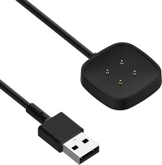 Caricabatterie Magnetico 2 In 1 Per Fitbit Versa 3/4 E Sense/2 - Cavo USB-A E USB-C, 1 Metro, Nero