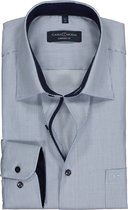 CASA MODA comfort fit overhemd - blauw met wit gestreept structuur (contrast) - Strijkvrij - Boordmaat: 45