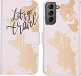 iMoshion Design Softcase Book Case Samsung Galaxy S21 hoesje - Let's Go Travel White