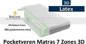 Aloe Vera - Eenpersoons Matras 3D -POCKET LATEX 7 ZONE 23 CM - Gemiddeld ligcomfort - 80x210/23