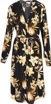 Cassis - Female - Korte jurk in soepel viscose met bloemenprint  - Zwart