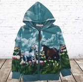 Blauw vest met paarden print -s&C-98/104-Meisjes vest